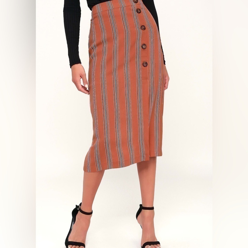 Lulu’s Stride Rust Orange Striped Button Front Pe… - image 3